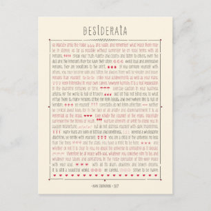 Carte Postale Poème Inspirateur Desiderata