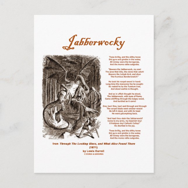 Carte Postale Poème Jabberwocky de Lewis Carroll (Adder noir) (Devant)
