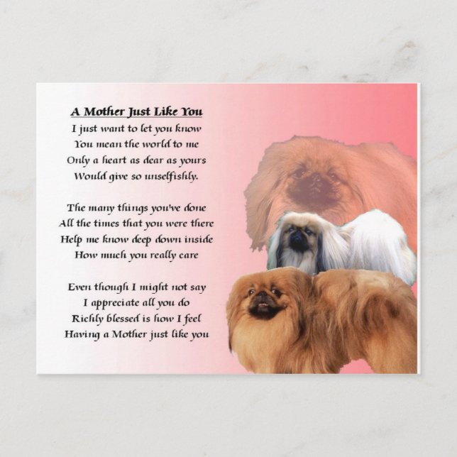 Carte Postale Poème mère - Pekingese (Devant)