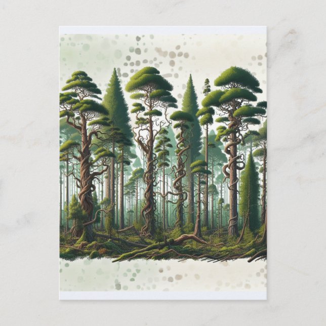Carte Postale Poème sur la perspective de la forêt d'arbres (Devant)