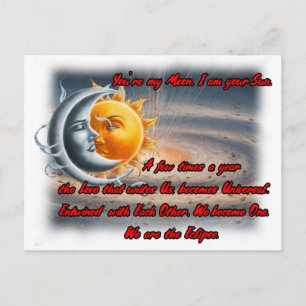 Carte Postale Poème sur le Soleil, la Lune et l'Amour sur un