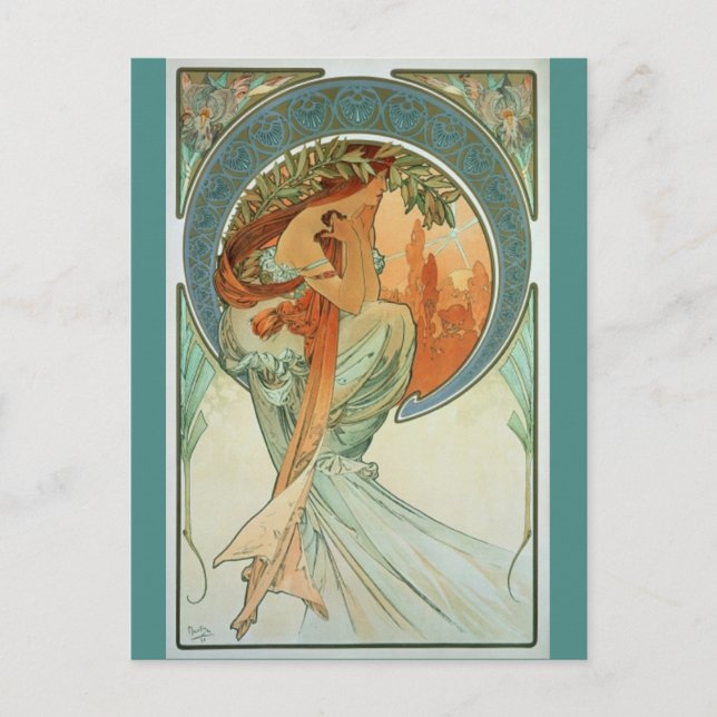 Carte Postale Poésie de Alfons Mucha - Art Nouveau (Devant)