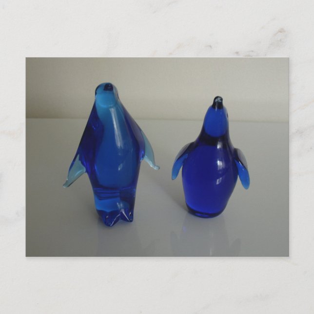 Carte Postale poids en papier pingouin bleu (Devant)