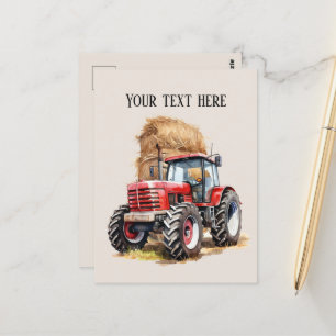 Carte Postale Poil cool et tracteur ajouter du texte Agriculteur