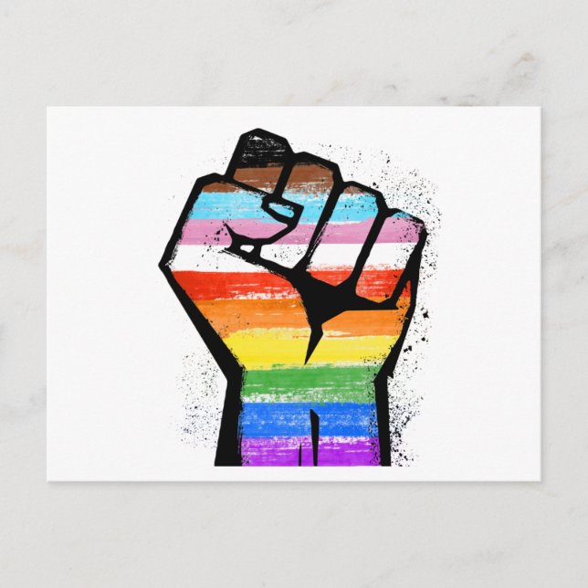 CARTE POSTALE POING DE FIERTE DU PROGRES LGBTQ (Devant)