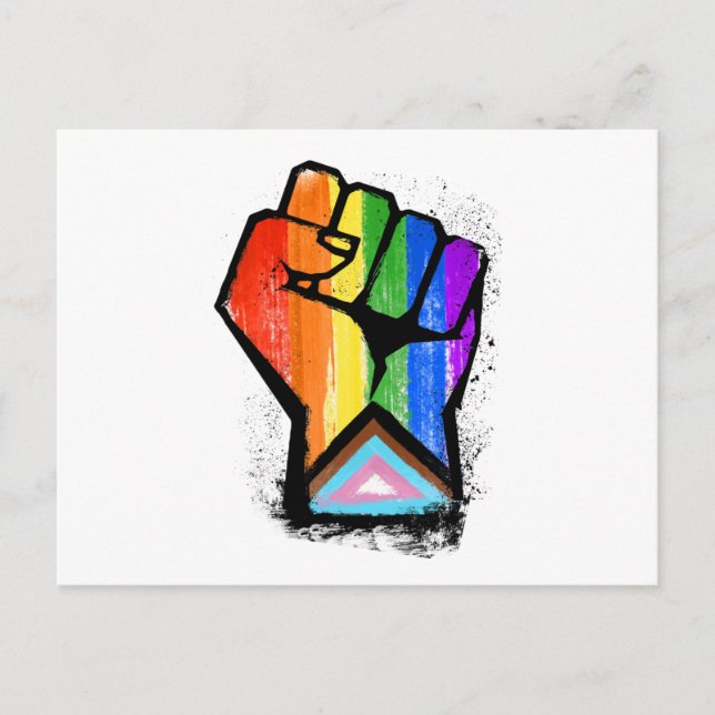 CARTE POSTALE POING DE FIERTE DU PROGRES LGBTQ (Devant)