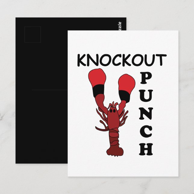 Carte Postale Poing de Knockout de Boxe de Homard  (Devant / Derrière)