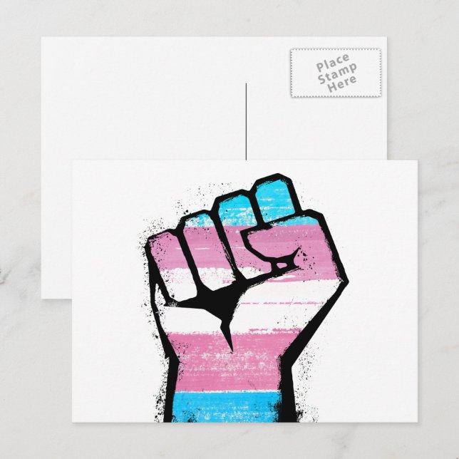 Carte Postale Poing de la fierté trans (Devant / Derrière)