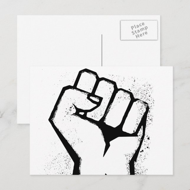 Carte Postale Poing de protestation blanc (Devant / Derrière)