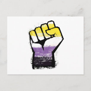 Carte Postale Poing de protestation de fierté non binaire