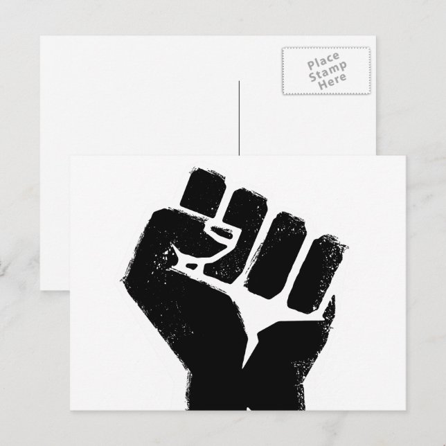 Carte Postale Poing de protestation noir (Devant / Derrière)