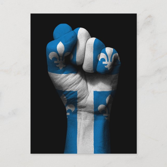 Carte Postale Poing serré levé avec drapeau du Québec (Devant)