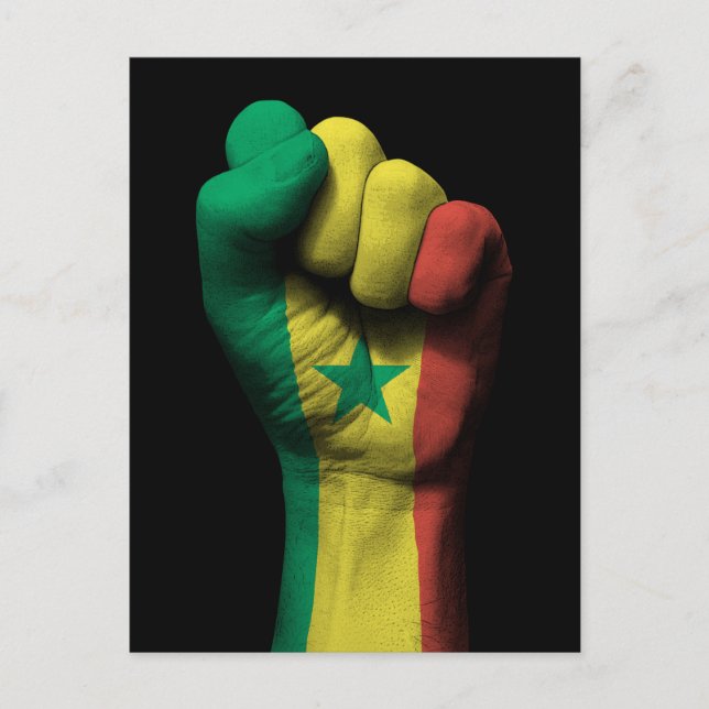 Carte Postale Poing serré levé avec drapeau du Sénégal (Devant)