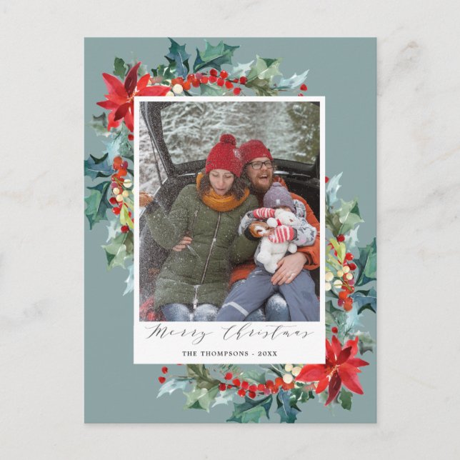 Carte Postale Poinsettia Aiguille de pin de Noël Drôle Message B (Devant)