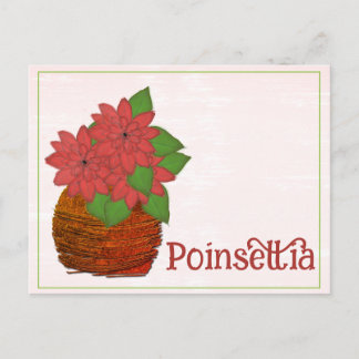 Carte Postale Poinsettia Plant Watercolor December Birthday