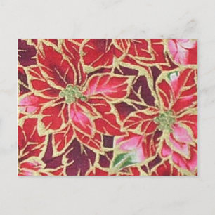 Carte postale Poinsettia Rouge Or rose Bourgogne