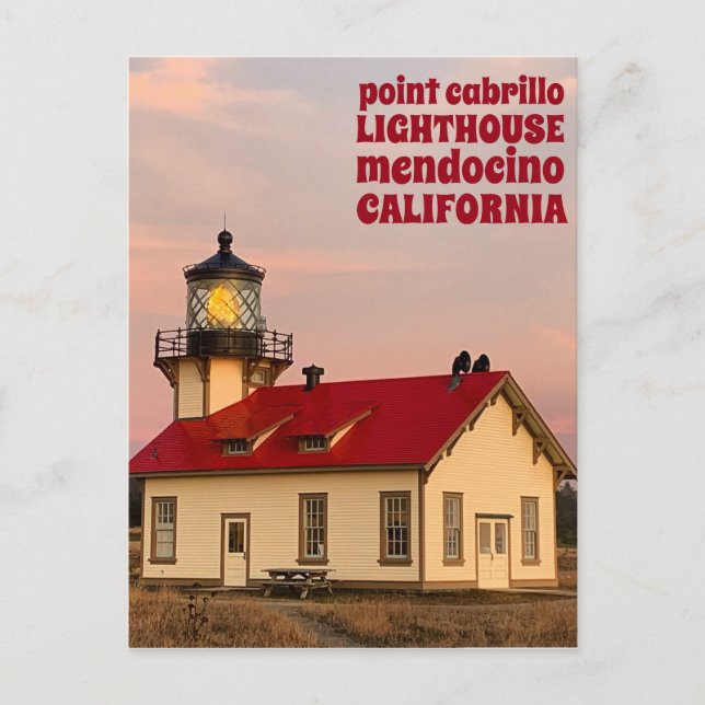 Carte Postale Point Cabrillo LIGHTHOUSE MENDOCINO Sunset Travel (Devant)