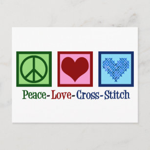 Carte Postale Point de croix Peace Love