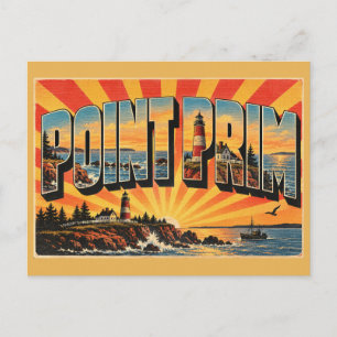 Carte Postale Point Prim PEI Phare le plus ancien Brique ronde A