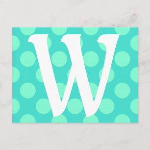 Carte Postale Points Aquamarine Monogrammés