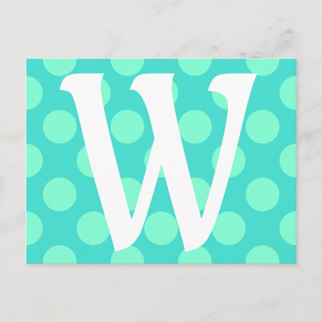 Carte Postale Points Aquamarine Monogrammés (Devant)