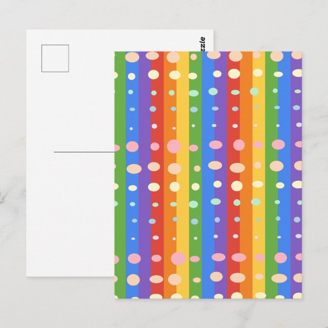 CARTE POSTALE POINTS ARC-EN-CIEL RAYURES (Devant / Derrière)