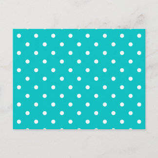 Carte Postale Points blancs, Motif Polka Dot Turquoise.