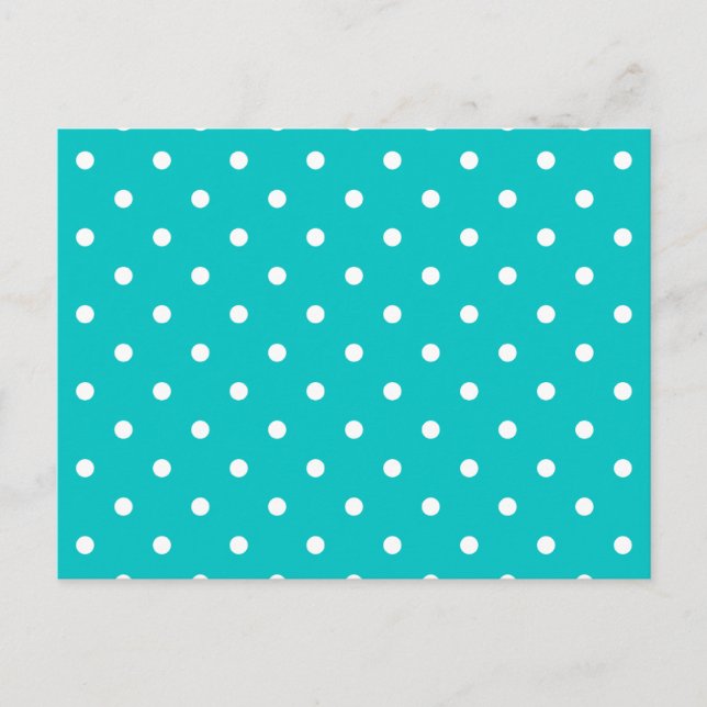 Carte Postale Points blancs, Motif Polka Dot Turquoise. (Devant)