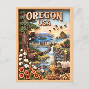 Carte Postale Points de repère de la ligne d'horizon de l'Oregon