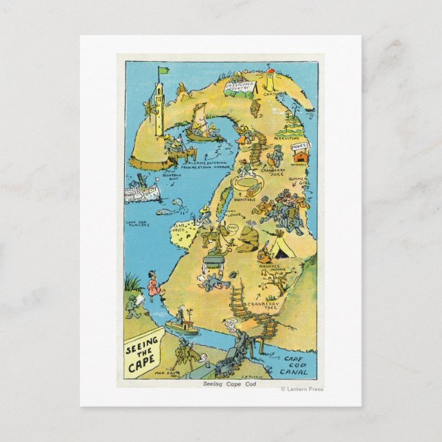 Carte Postale Points d'intérêt sur Cape Cod (Devant)