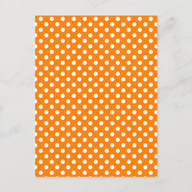 Carte Postale Points Polka - Blanc sur Orange (Devant)