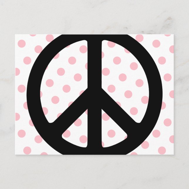 Carte Postale Points roses avec symbole de paix noir (Devant)