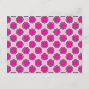Carte Postale Points tournés, fuchsia, gris et rose