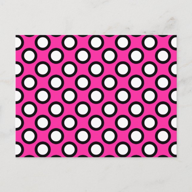 Carte Postale Points tournés, fuchsia, noir et blanc (Devant)