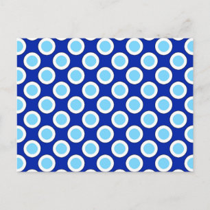 Carte Postale Points tournés rétros, bleu cobalt et blanc