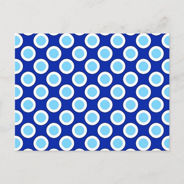 Carte Postale Points tournés rétros, bleu cobalt et blanc (Devant)