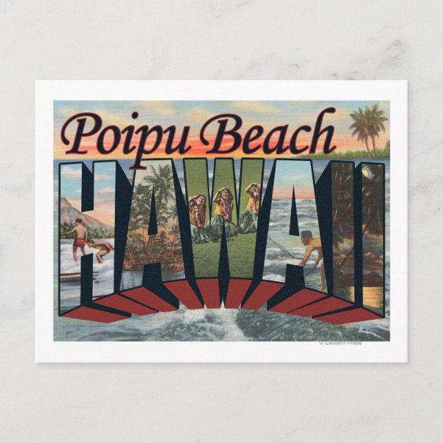 Carte Postale Poipu Beach, Hawaii - Scènes de grandes lettres (Devant)