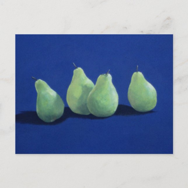 Carte Postale Poires sur un tissu bleu (Devant)