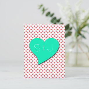 Carte Postale Pois roses de corail - Monogramme par Shirley Tayl