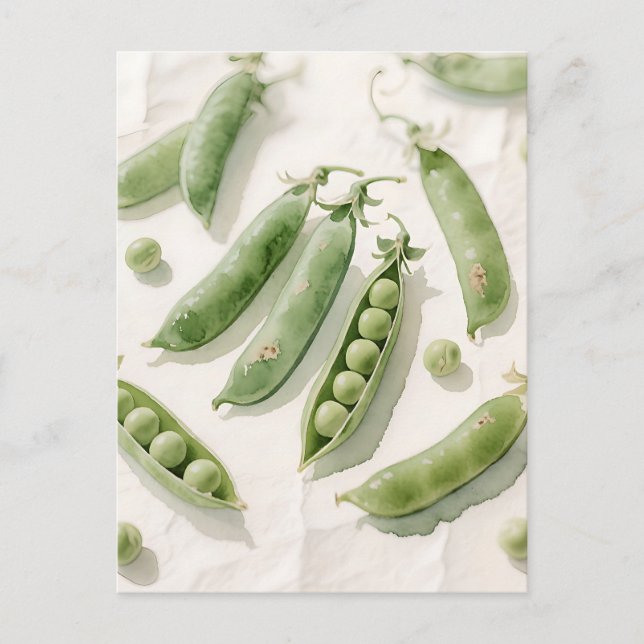 Carte Postale Pois verts frais aquarelle (Devant)