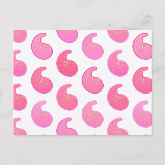 Carte Postale Poisley rose menthe sur fond blanc (Devant)