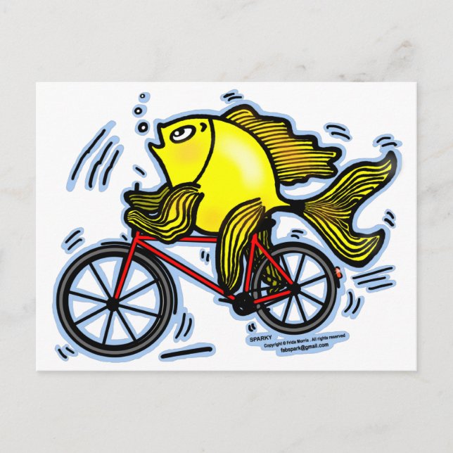 Carte Postale Poisson à vélo (Vélo) (Devant)