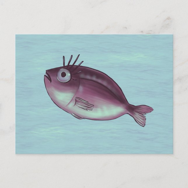 Carte Postale Poisson Amusant Avec Art numérique Fancy Eyelashes (Devant)