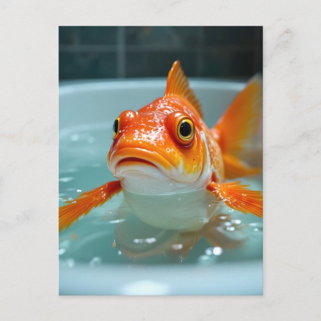 Carte Postale Poisson amusant dans le bain (Devant)