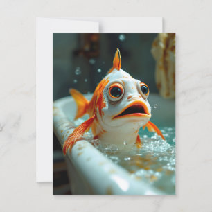 Carte Postale Poisson amusant dans le bain