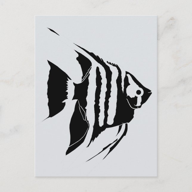 Carte Postale Poisson-ange. Noir et blanc. Monochrome (Devant)