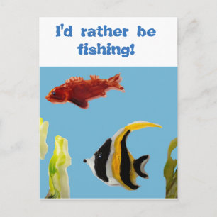 Carte Postale Poisson aquatique Art Pêche amusant