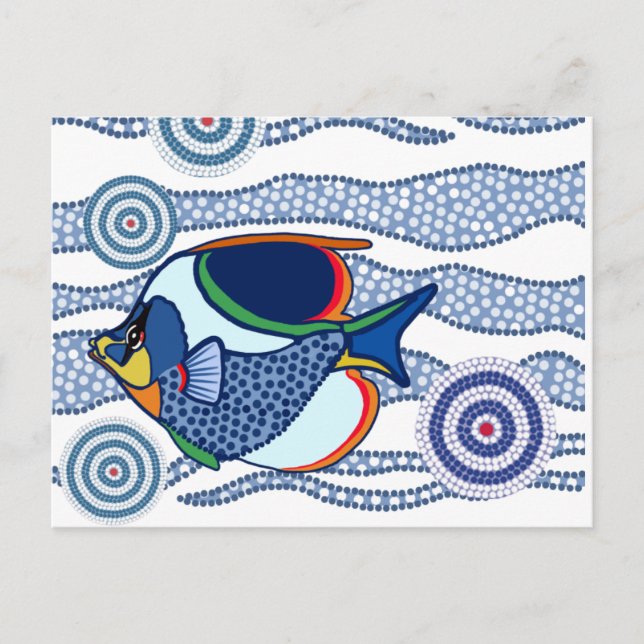 Carte Postale Poisson autochtone Dot Art-01 (Devant)