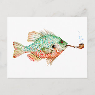 Carte Postale Poisson avec tuyau