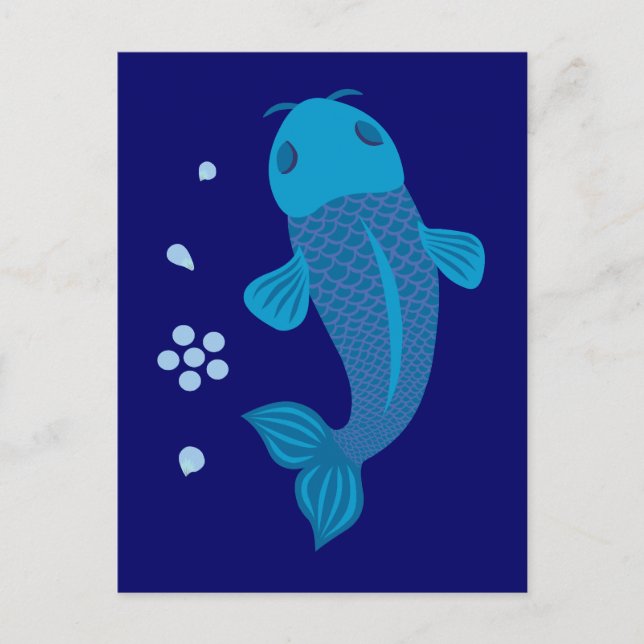 Carte Postale Poisson bleu Koi (Devant)